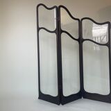 Art nouveau mahogany and glass concertina screen
