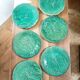 6 Gien slip dessert plates with leaf decoration