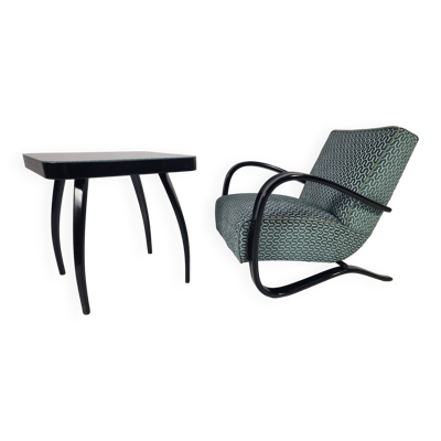 H 269 Lounge Chair and table spider by Jindřich Halabala for Up Zavody, 1940s, Set of 2