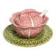 Caldas da Rainha Gravy Boat – Green and Pink Portuguese Earthenware – Handmade – Vintage