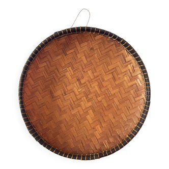 Bamboo and leather fruit basket