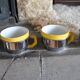 Series of 6 ceramic and stainless steel cups - 70s - Vintage