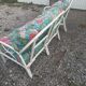 3 fauteuils blanc bambou osier avec coussins vintage