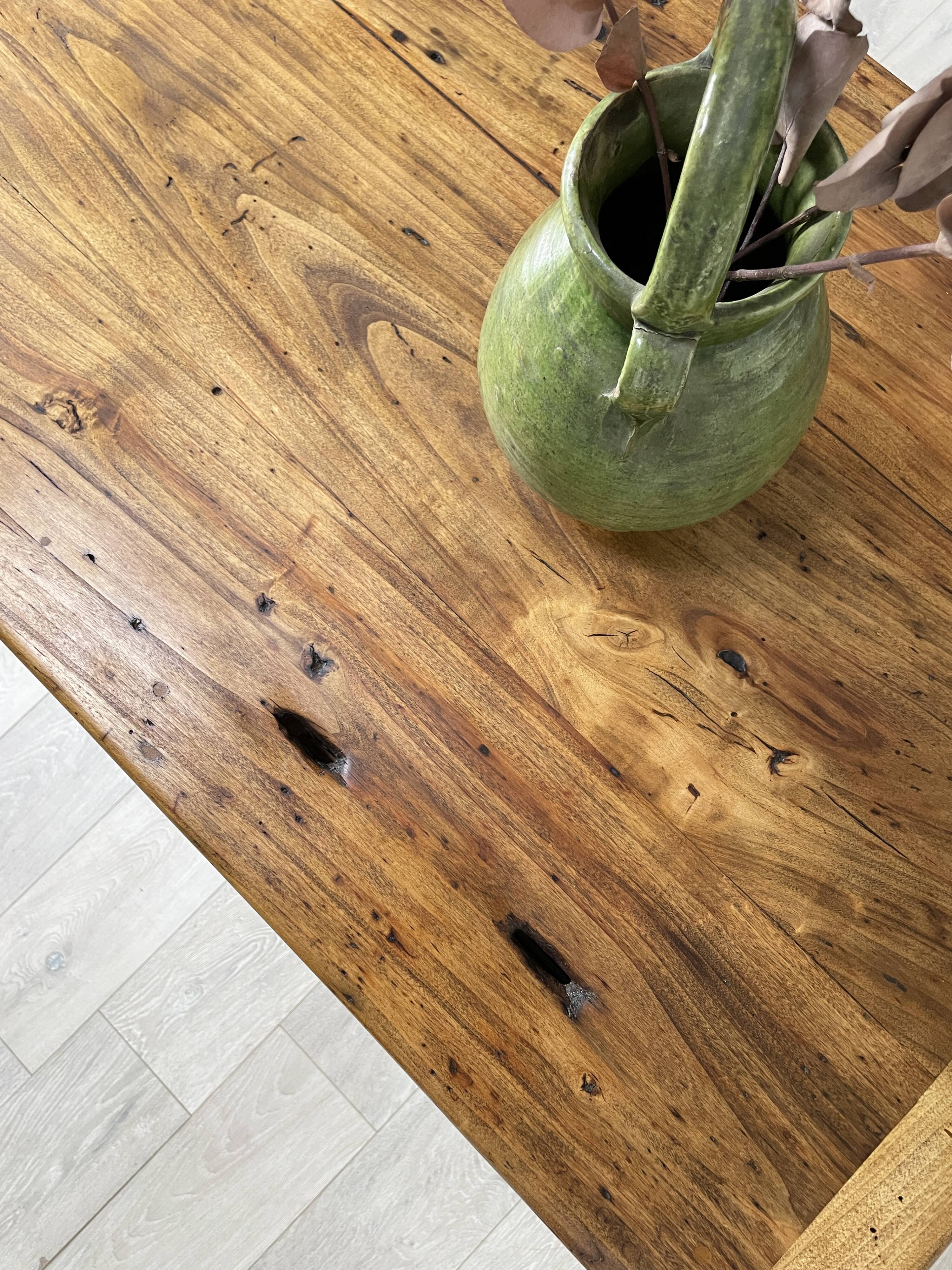 Solid wood box counter.