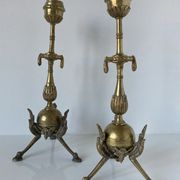 Pair of neoclassical style candlesticks in gilded bronze in the taste of Barbedienne