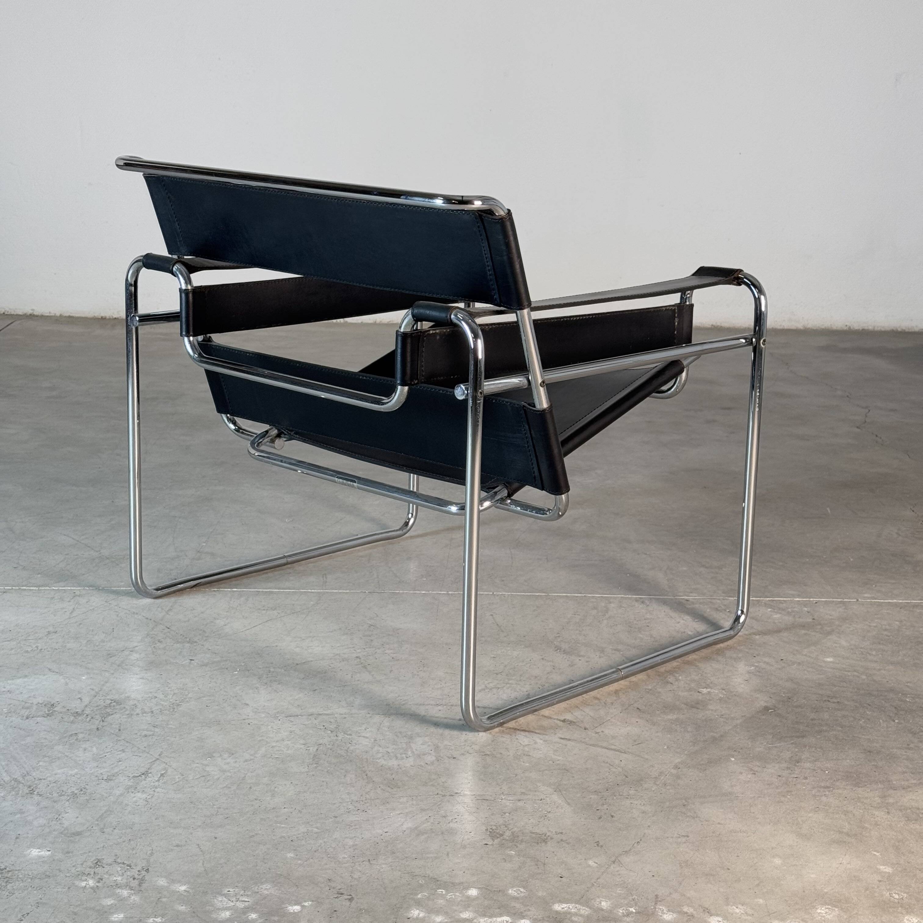 Marcel Breuer Wassily Chair for Gavina, Bauhaus Icon in Leather, 1960s