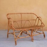 Vintage rattan bench