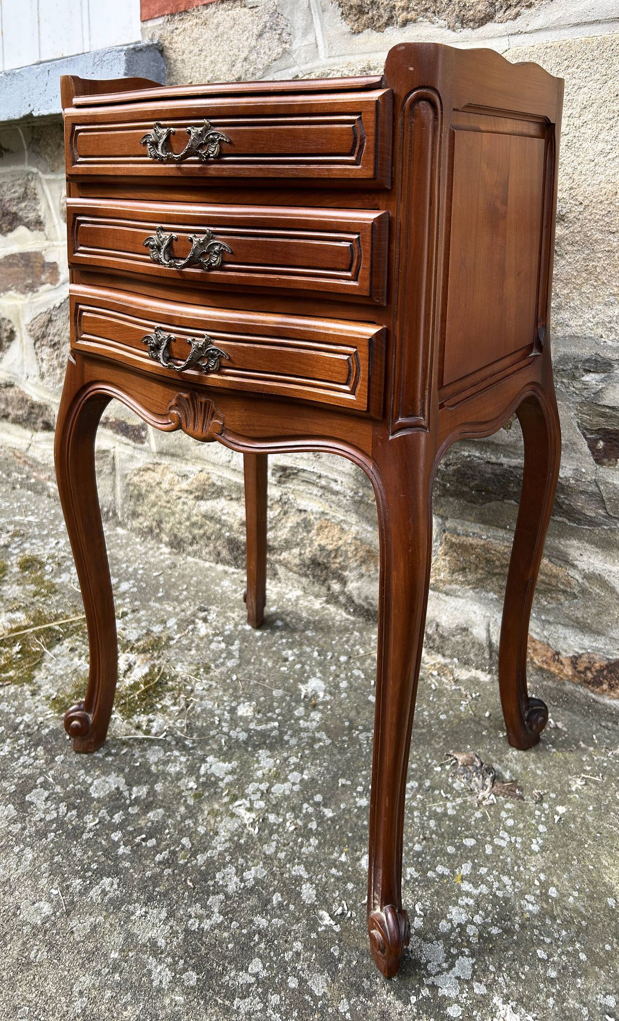 Pair of Louis XV style bedside tables, wood, vintage, early 20th century.
