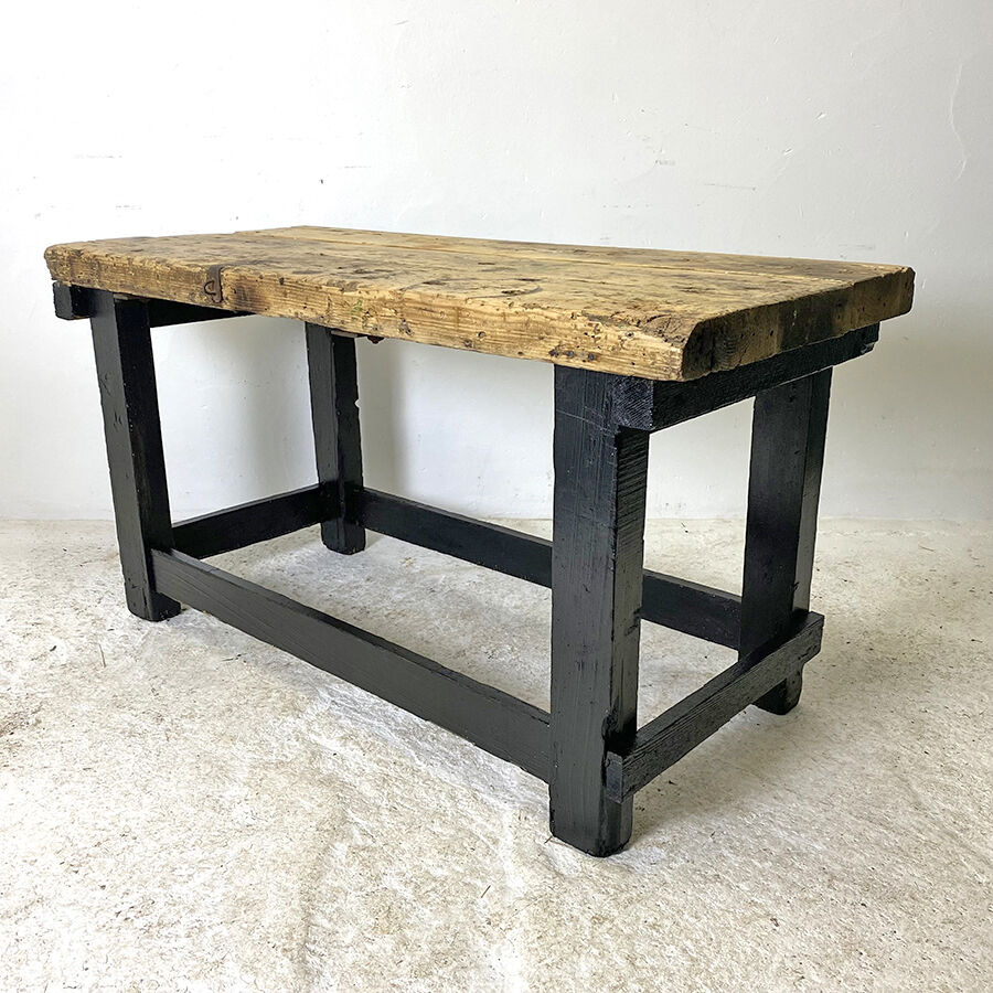 Antique blackened wood and varnished top