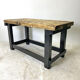Antique blackened wood and varnished top