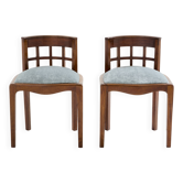 Paul T. Frankl paire de chaises noyer ondé et velours de mohair 1933