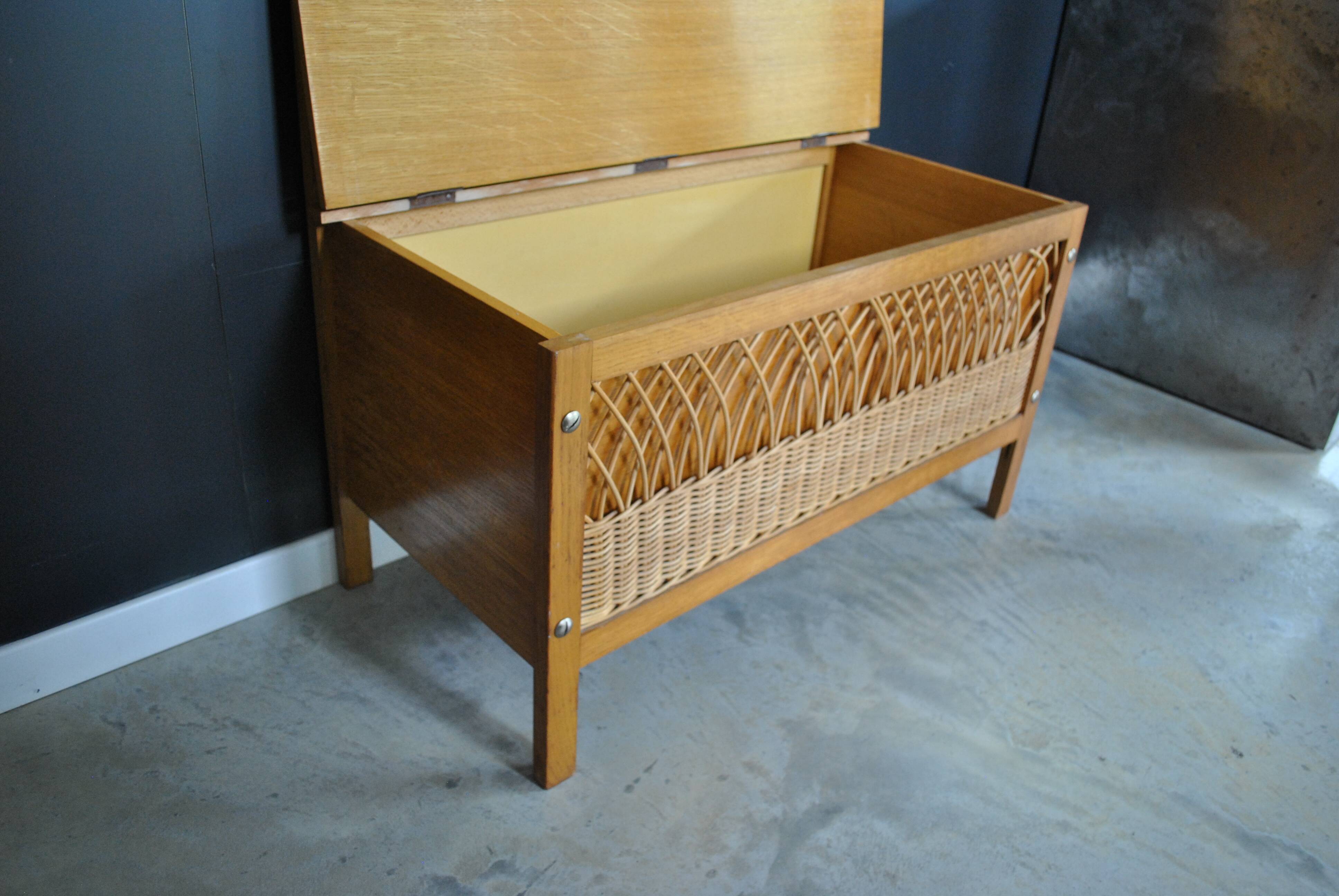 Coffre banc rotin 1960 vintage