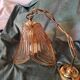 Vintage suspension in amber glass and brass
