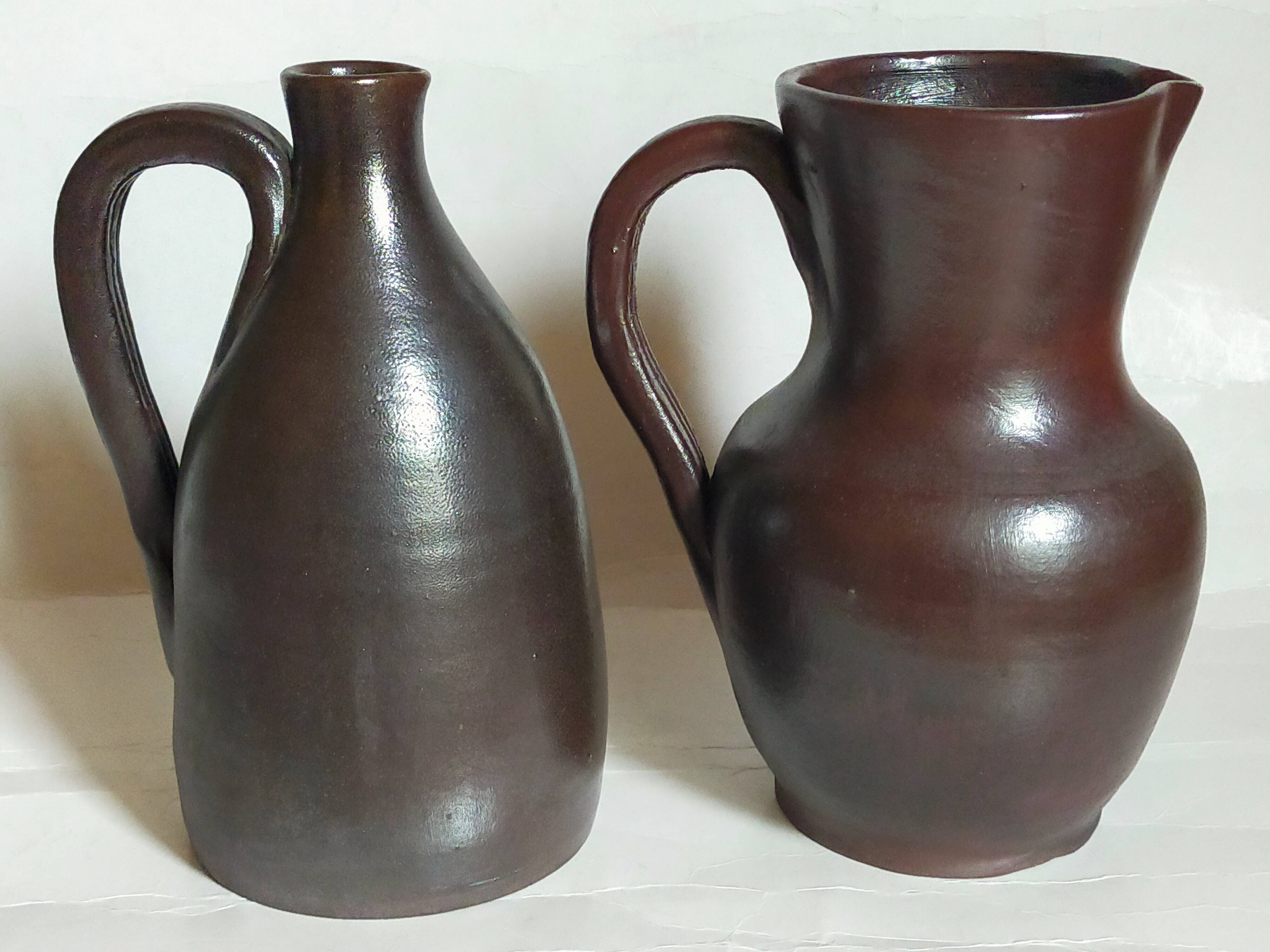 Duo of pottery by Jean Dubost in vintage Noron stoneware