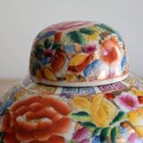 Large Chinese ginger jar with multi-colored porcelain lid