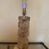 Carved onyx lamp – Pre-Columbian/Aztec style – Vintage