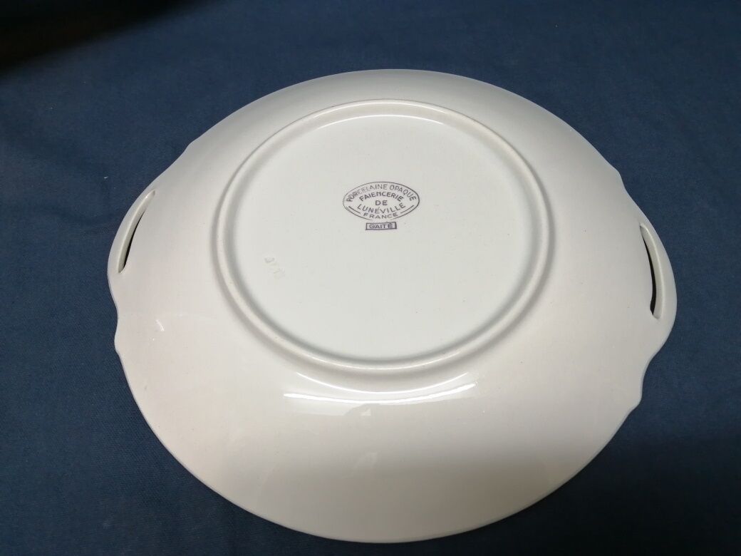 Lunéville Cake Dish Gaité Cream Golden Porcelain Ancient Porcelain