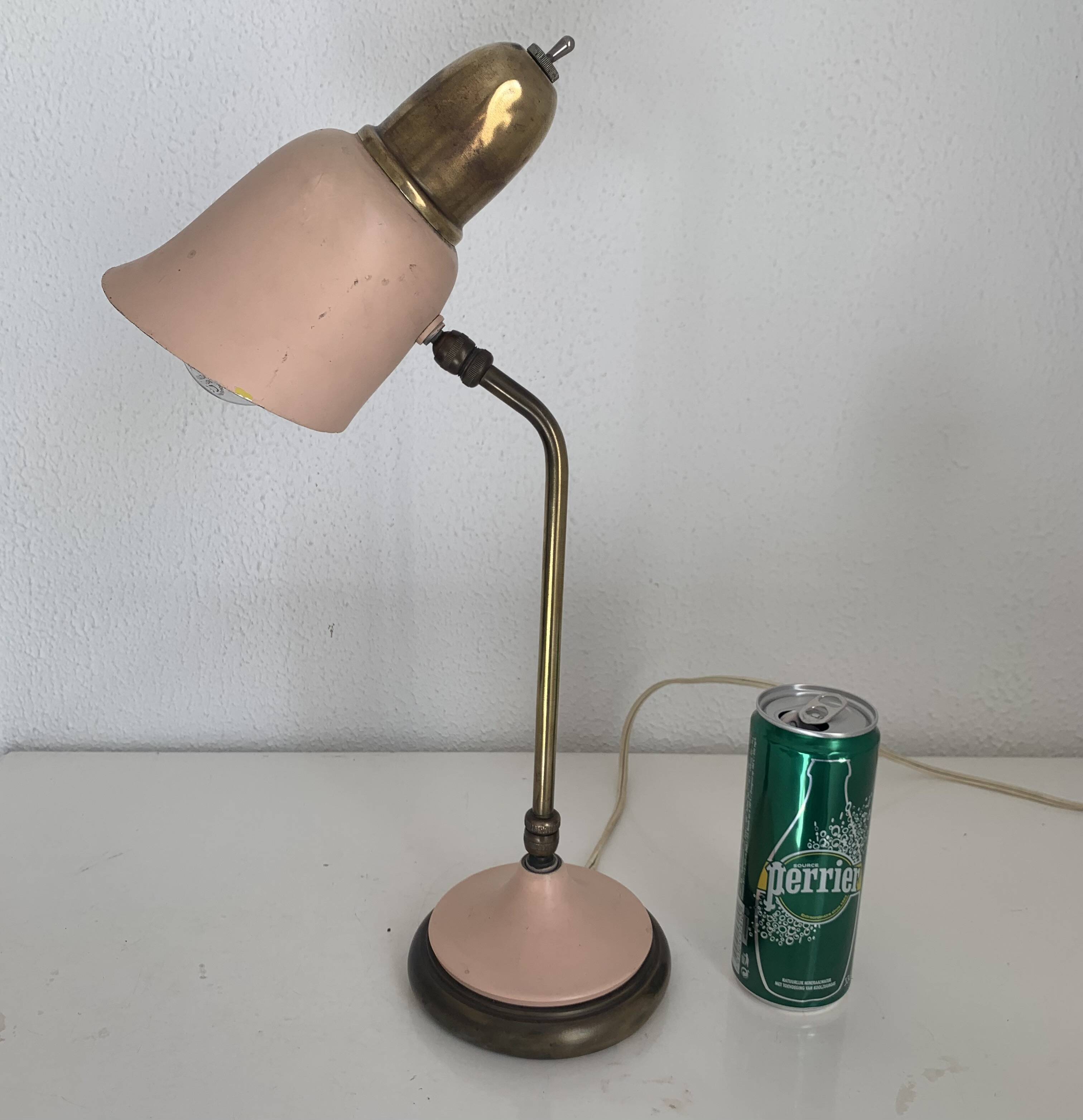 Lampe vintage 1950 style cocotte rose dorée bureau - 43 cm