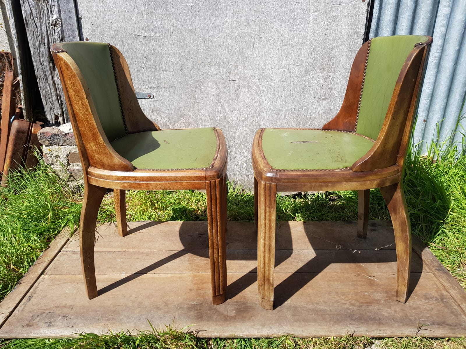 Pair old chairs wood