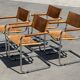 Ensemble de quatre fauteuils de salle à manger FASEM S34 en cuir Cognac par Mart Stam années 80