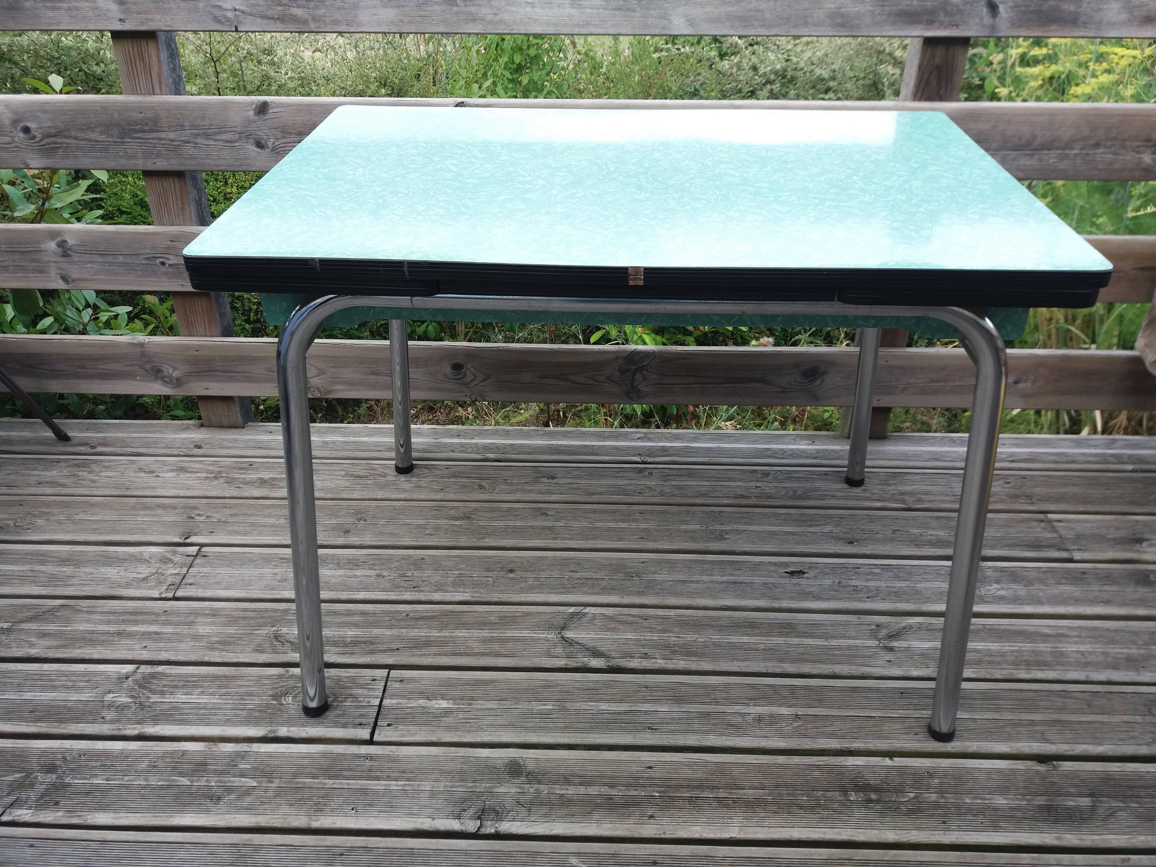 Formica and chrome-plated metal table