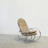 Chrome rocking chair with the original fabric