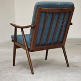 Pair of blue boomerang armchairs by Antonin Suman for Ton (Thonet) 1960