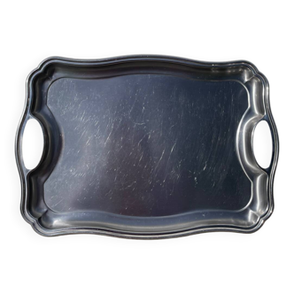 Rectangular silver metal tray 1970