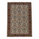 Kilim persan tons crème et bordeaux, motifs floraux élégants vintage