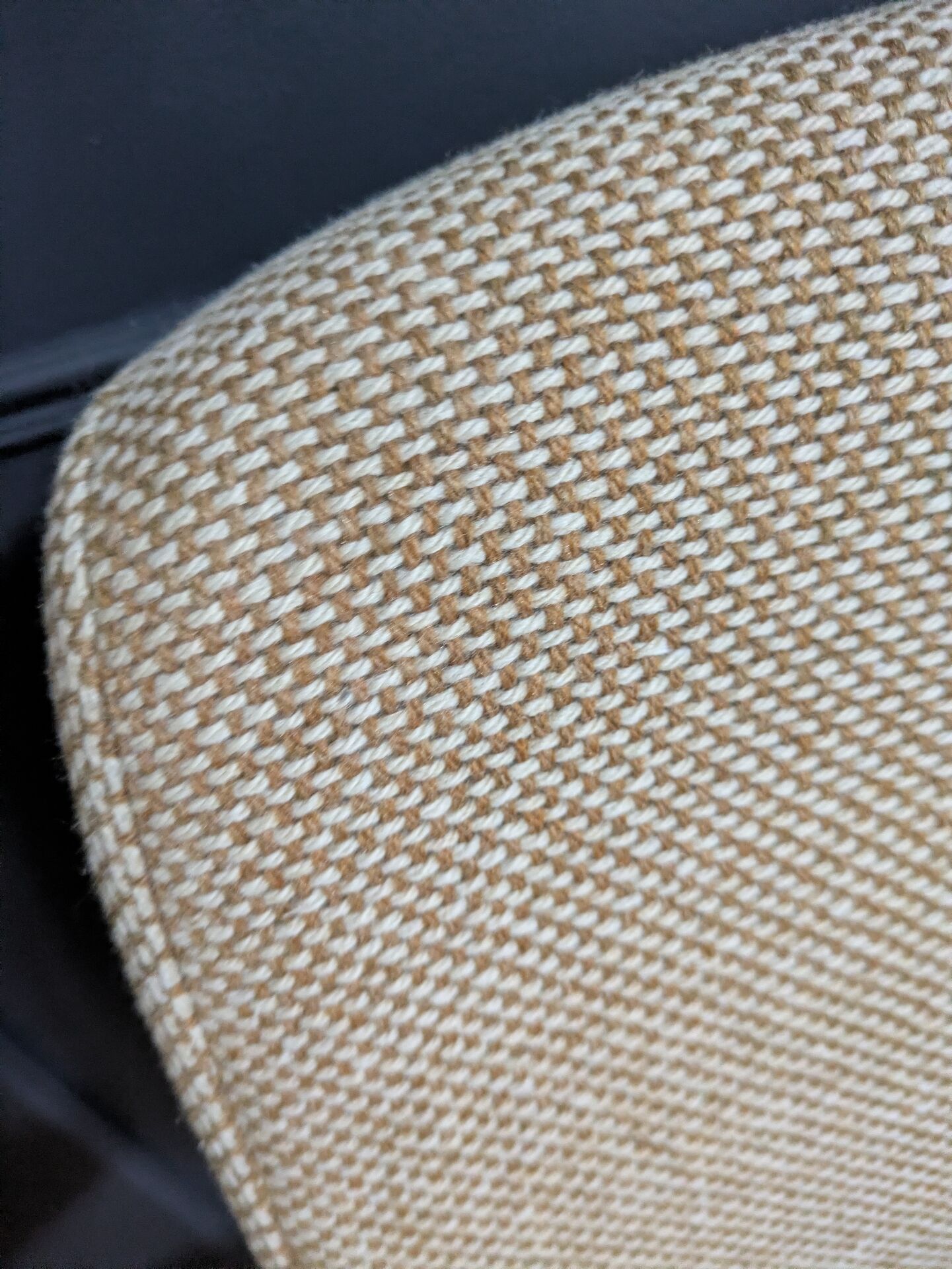 vintage tubular metal chrome office chair with patterned fabric.
