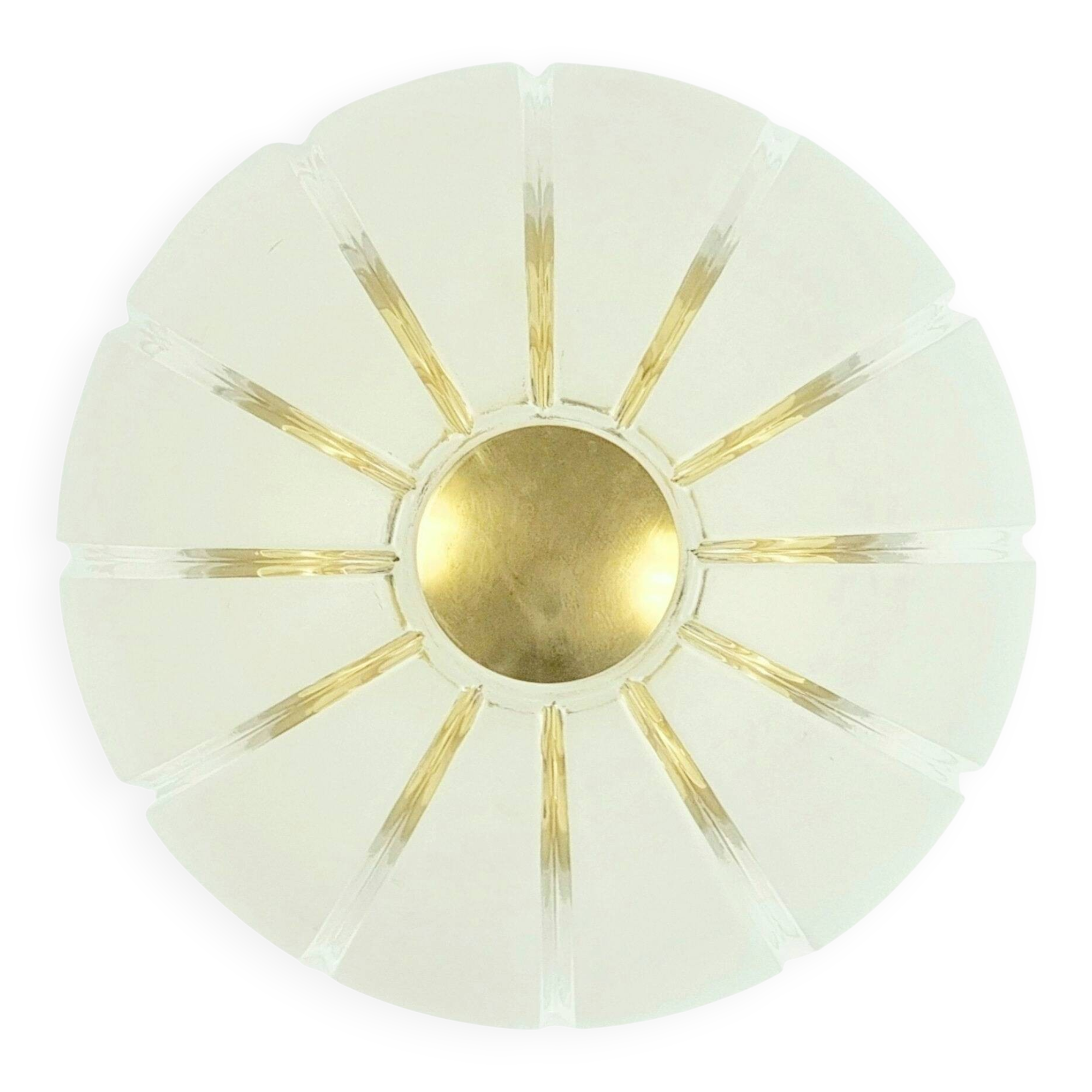 Very Large Space Age Glass & Brass Ceiling Light from Limburg, Germany, 70s
