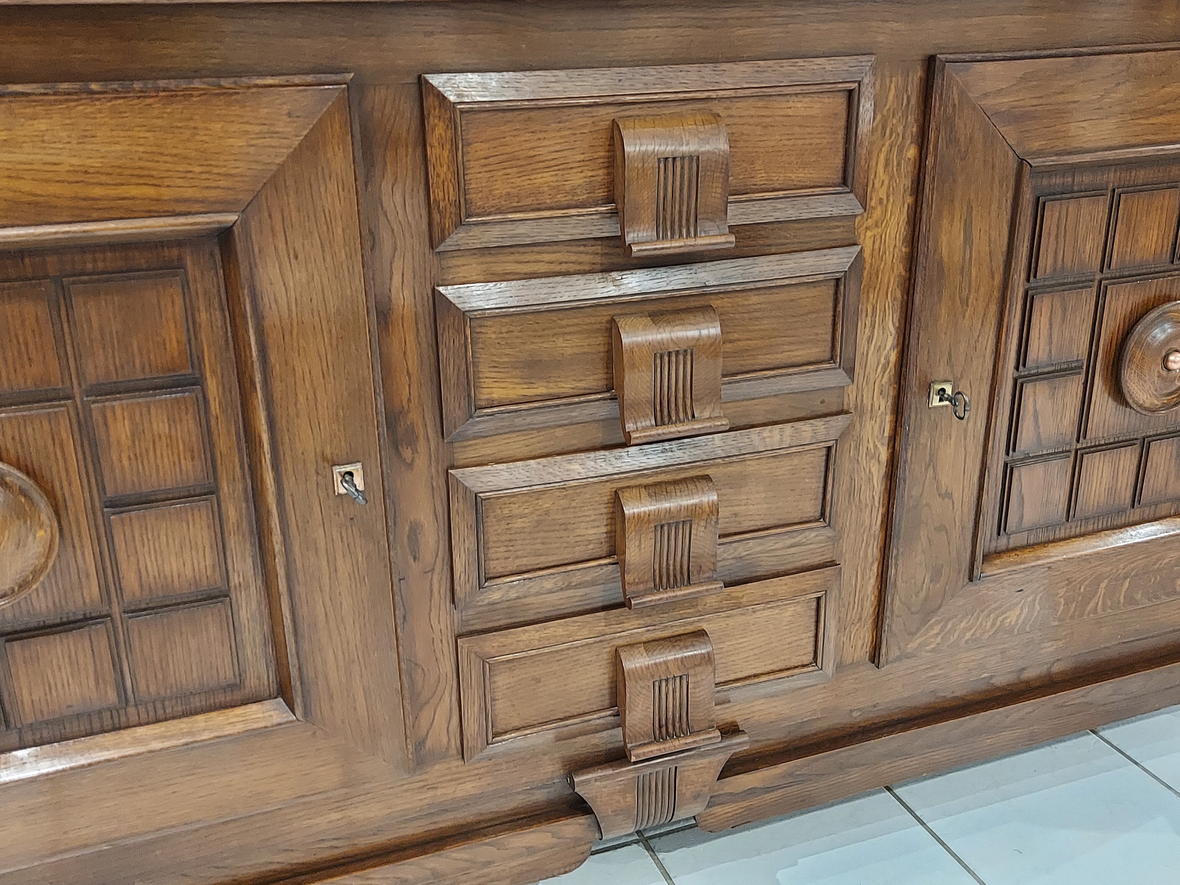 Enfilade oak Brutalist Art Deco 1940s