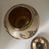 Enameled brass lidded pot