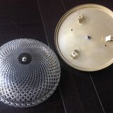 Round ceiling lamp in structured glass art deco style 30s-40s