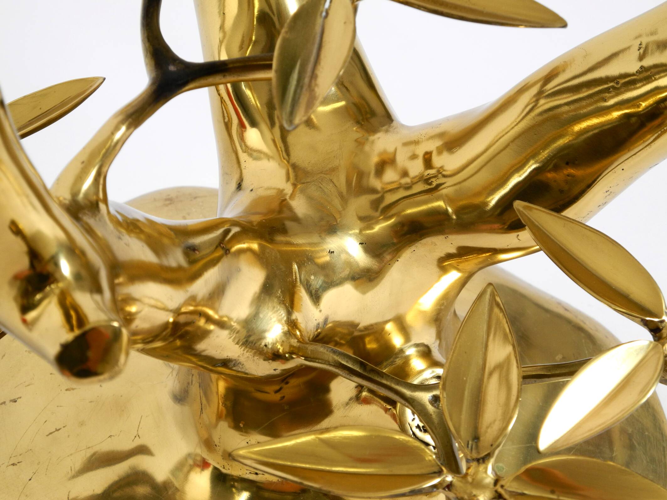70s coffee table, model Bonsai by Willy Daro, made of brass and fire-gilded
