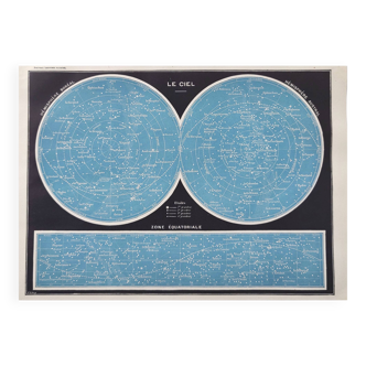 Lithograph plate of the sky, stars and astronomy 1900