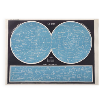 Lithograph plate of the sky, stars and astronomy 1900