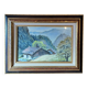 Old painting of a mountain farm landscape from the 50s/70s.