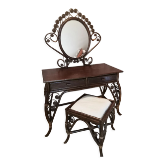 Dressing table peacock rattan wicker vintage