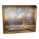 Huge oil painting on canvas Dutch school winter landscape 164x132