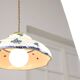 Lampe pendentive vintage en céramique et laiton faite à la main
