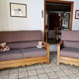 Salon canape 2 places style chalet et son fauteuil, collection jacques lele