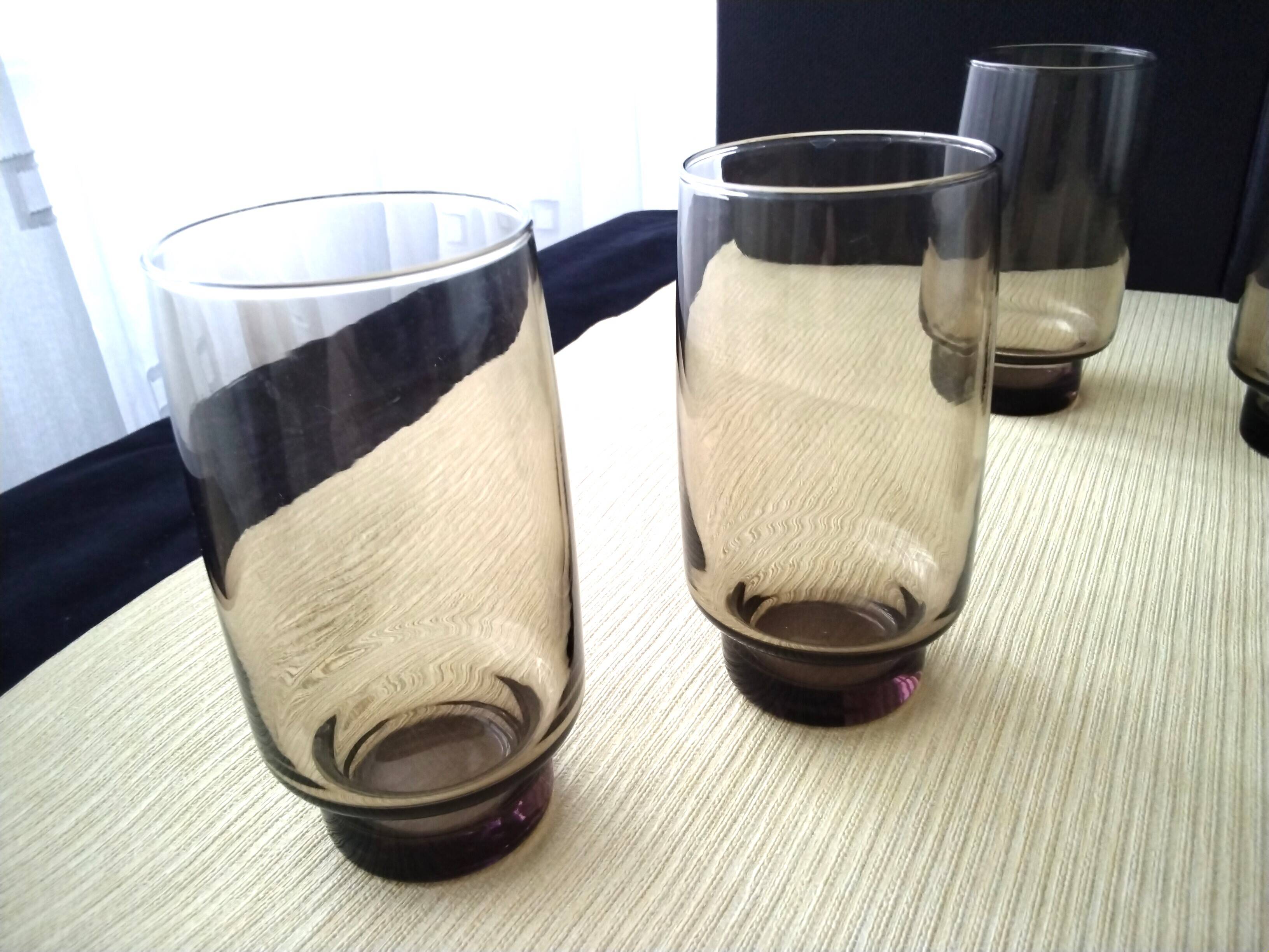 6 Luminarc Smoke-Colored Orangeade Glasses from the 60s and 70s