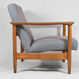 Fauteuil polonais vintage, modèle GFM-142, années 1960, entièrement rénové, tissu gris