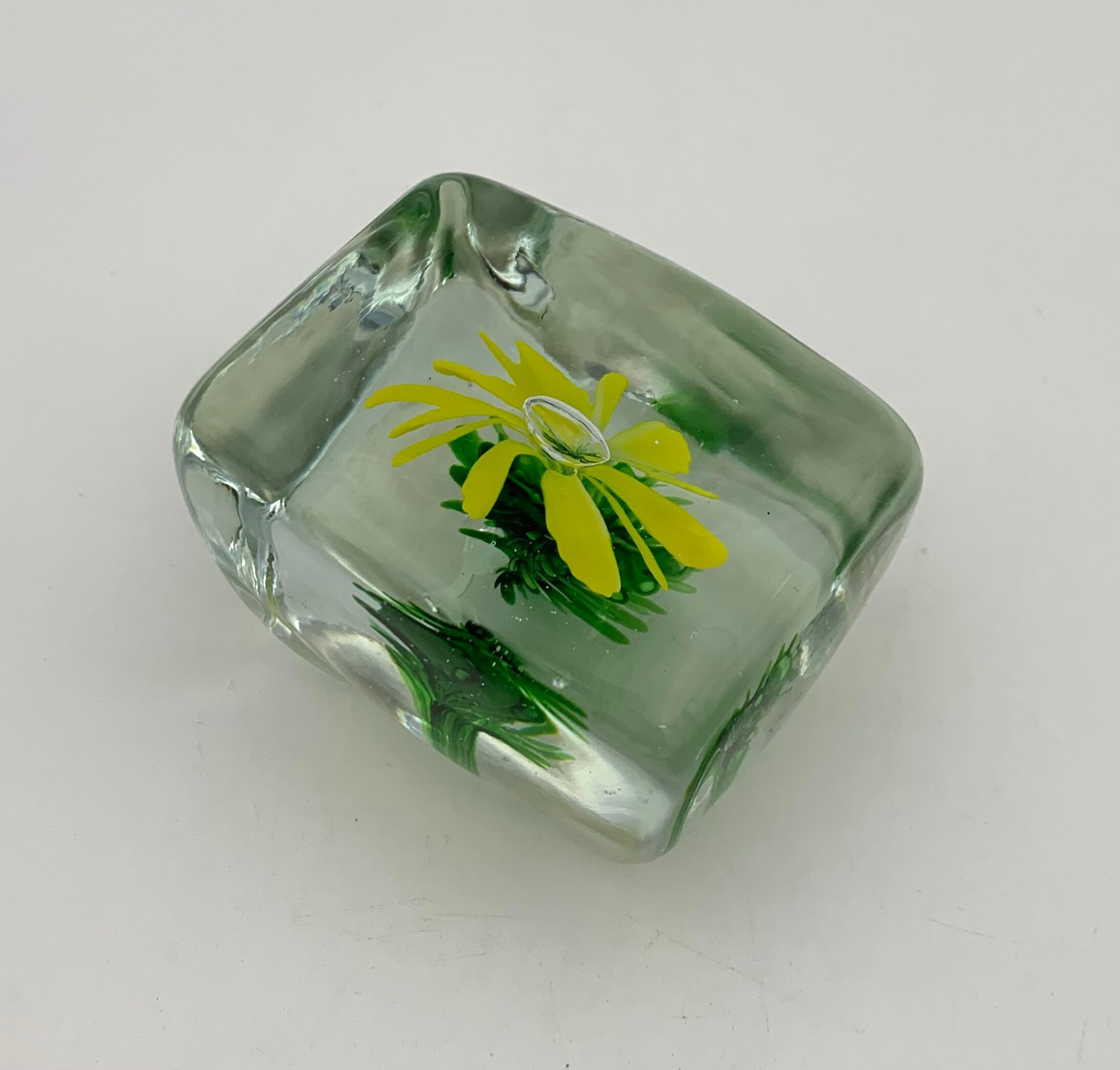 Sulfide, vintage paperweight, flower pattern