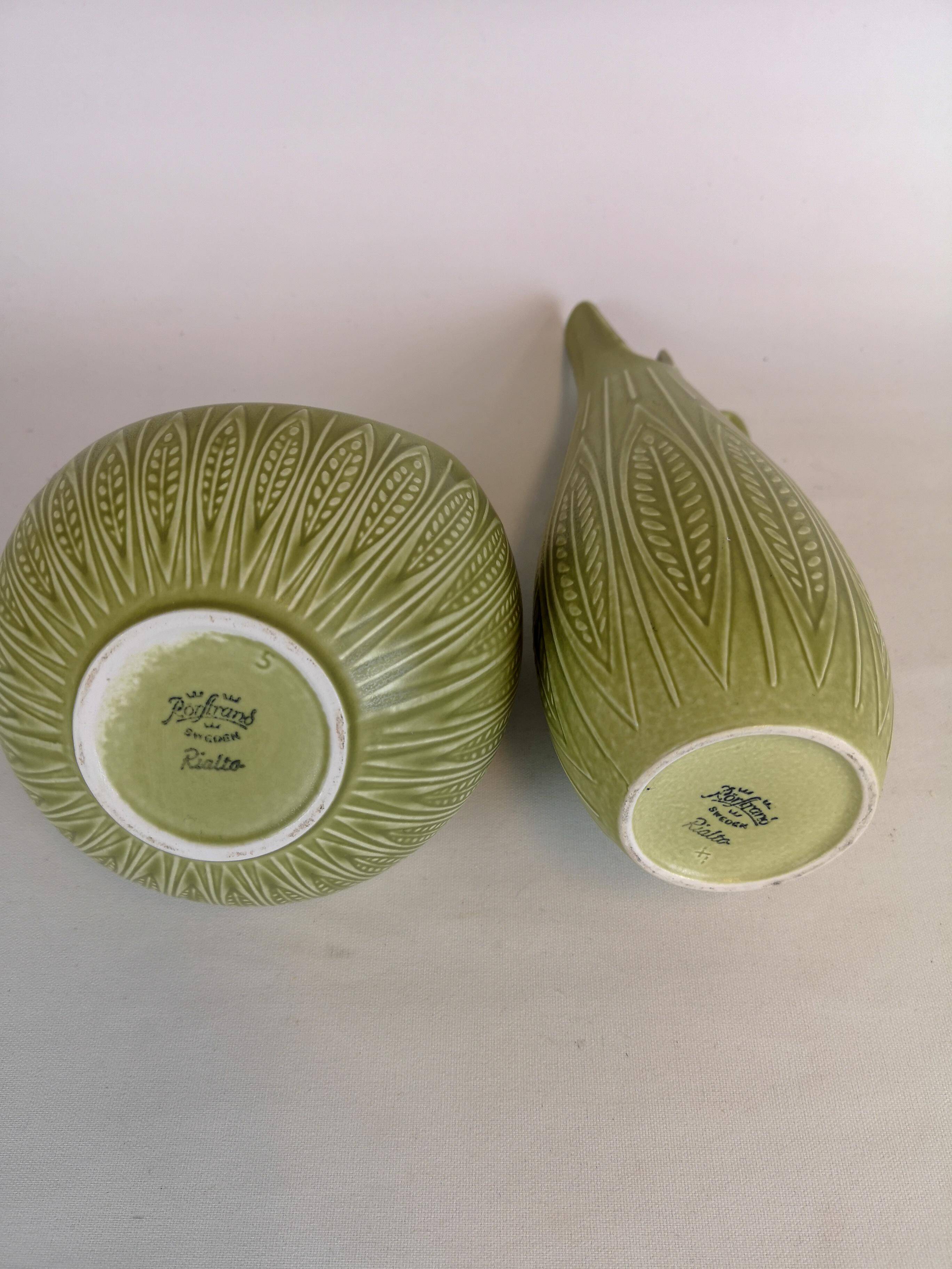 Bol et Vase Céramique Moderne du Milieu du Siècle "Rialto" par Gunnar Nylund pour Rörstrand
