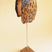 Glazed Terracotta Sculpture Signed - Abstract Art - Blue Amber