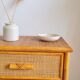 Pair of vintage rattan bedside tables from the 1970s.