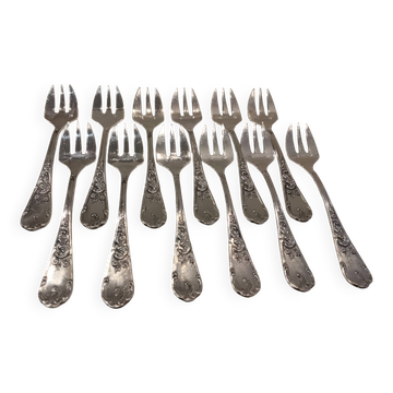 12 fourchettes huitre métal argenté orfèvre Francois Frionnet floria