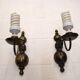 Pair of Antique Brass Wall Lamps – Vintage 1950s Sconces